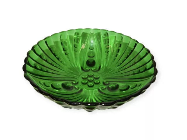 Anchor Hocking Forest Green Burple Footed Serving Bowl Depression Glass 8 1/2 in