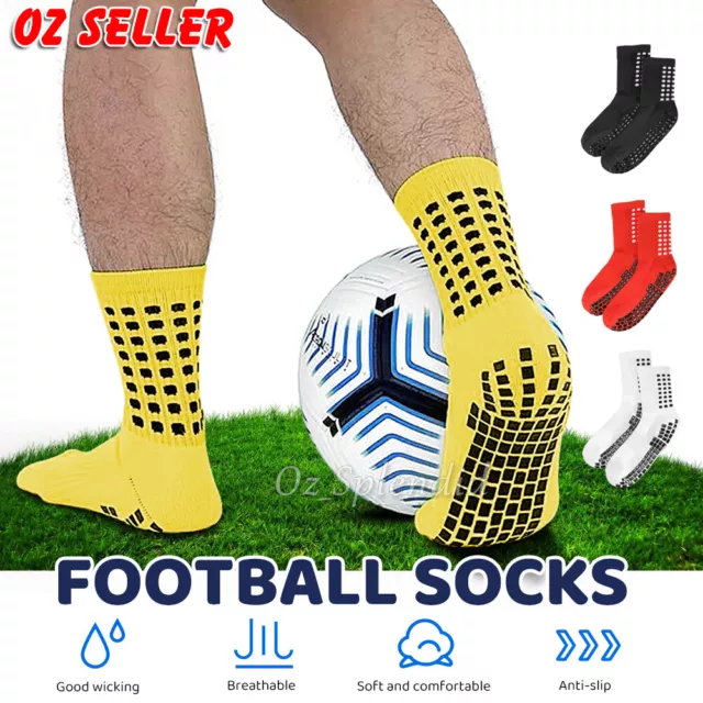 Sports Socks Anti-slip Hospital Skid Soccer Football Basketball PVC Grip Dots AU