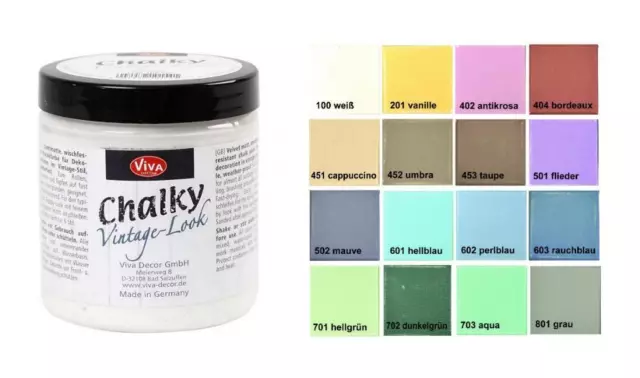 Chalky Kreidefarbe (31,80€/L) 250 ml matte Farbe Vintage-Design, Viva Decor