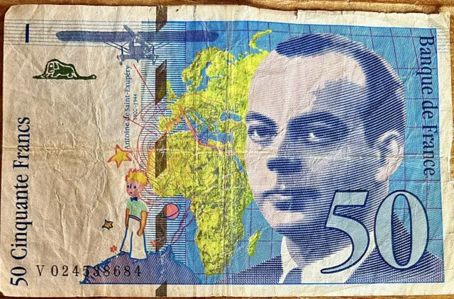 1994 St. Exupéry 50 francs banknote, circulated