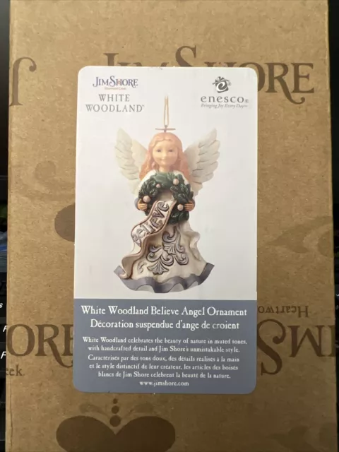 NEW Jim Shore Heartwood Creek White Woodland Believe Angel Hanging Ornament