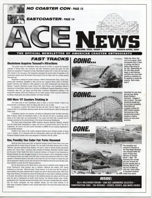 ACE News Mar. 2007, Roller Coaster, Valleyfair, Cedar Point, Kings Island, Kemah