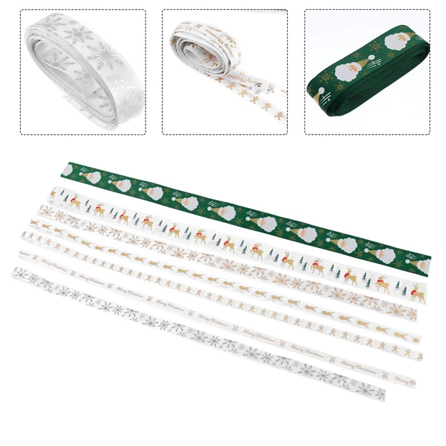 7Pcs Weihnachtsdekoration Band Schneeflocke Weihnachtsbaum Gedrucktes Band