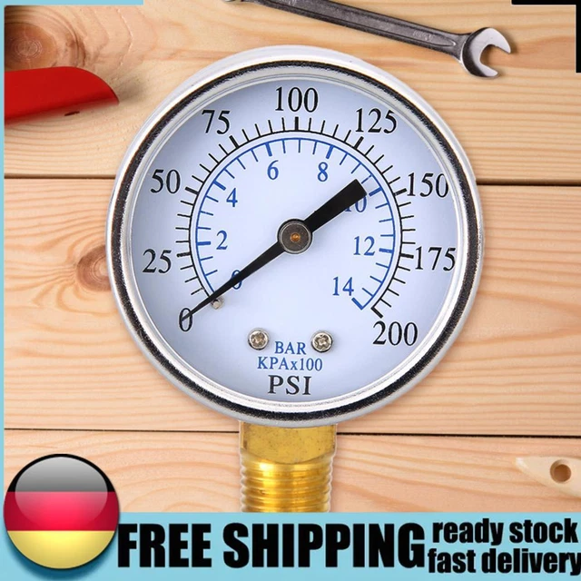 MISURATORE DI PRESSIONE 70 Mm Con Interni In Ottone 200 PSI 1/4 NPT Montaggio Inferiore DE EUR 6 - Foto 9