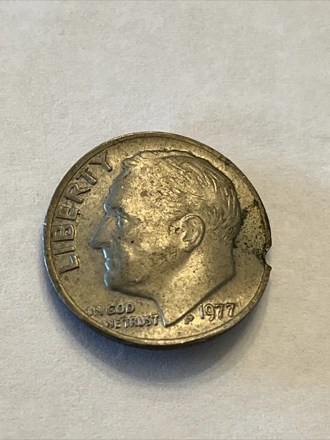 MAJOR ERROR MINT MADE CURVED CLIP 1977-P Roosevelt dime, very nice coin free SH