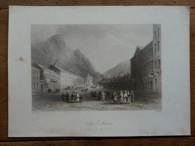 Mehadia Baths - Original Engraving Mid-19Th By Bartlett - Turkey
