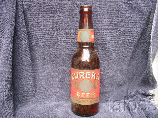 Vintage 1940's Eureka Beer IRTP Paper Label Bottle Humboldt Brewing Eureka Calif