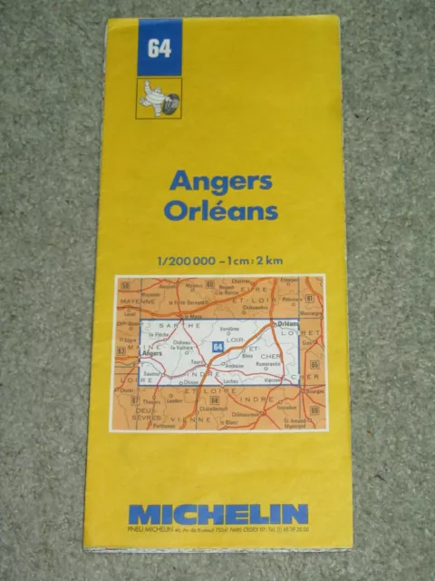 France: Michelin map 64 Angers & Orleans, scale 1:200,000. 1987 edition