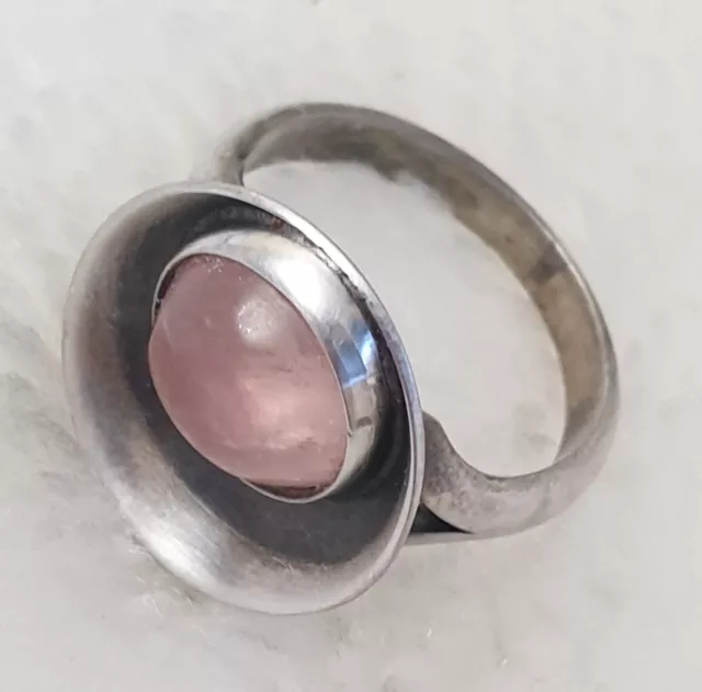 Vintage Rorsenquarz Ring Nils Erik from Denmark 925 Silber Größe 51 (16,2 mm Ø)