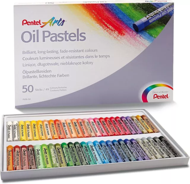 Pentel Arts Oil Pastels One Pack of 50 Assorted Colours