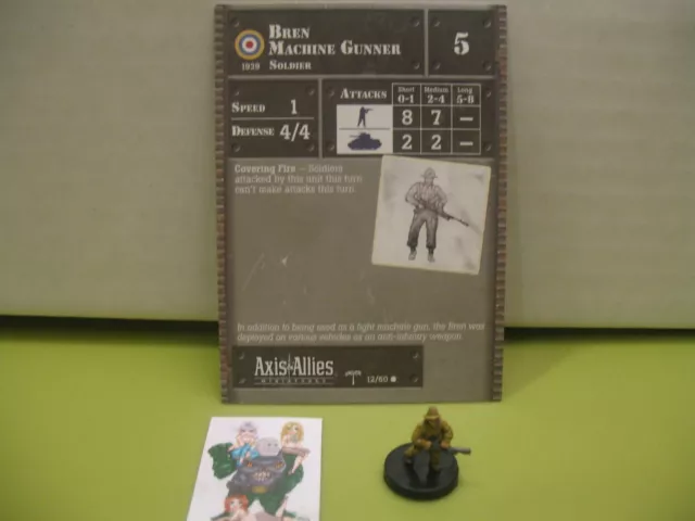 =Axis & Allies Miniatures NORTH AFRICA Bren Machine Gunner with card 12/60=