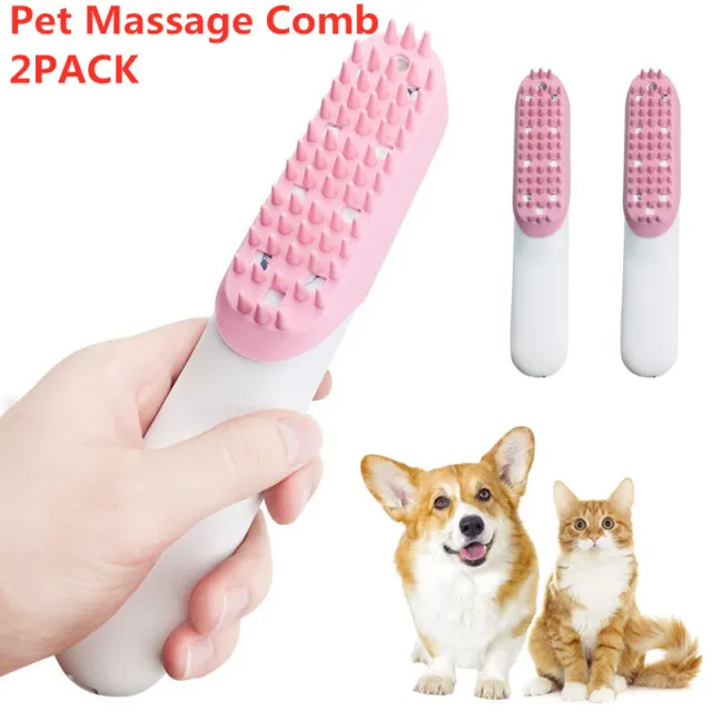 2x Dog Cat Comb Grooming Massage Deshedding Self Cleaning Brush Pet Hair Remover