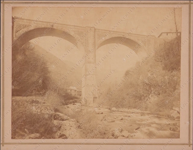 BOLOGNA Ponte Ferroviario direttissima Fotografia albumina Alessandro Cassarini