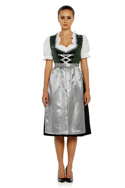 3 pezzi Dirndl donna da collezione esclusiva incl. camicetta e grembiule taglia 48