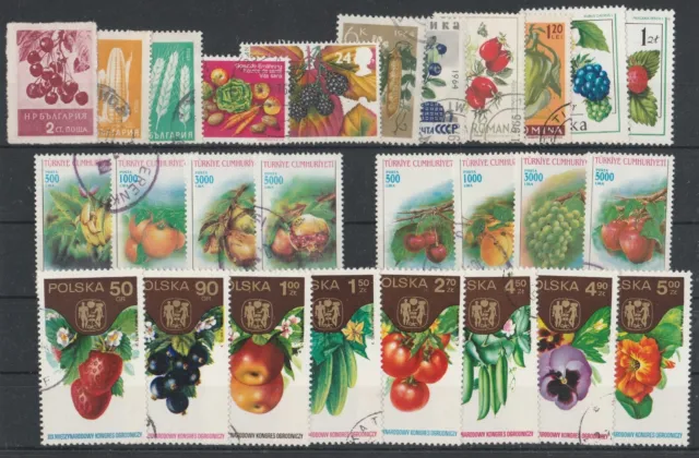 27 Briefmarken Früchte aus Polen,Türkei u.a. europäischen Ländern, gestempelt