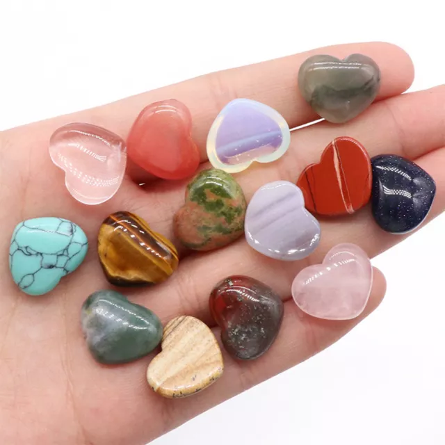 15mm*18mm Heart Cabochon Beads Natural Mixed Gemstone CAB Flatback Reiki Chakra