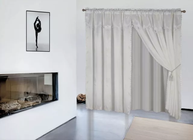 2 panel window curtain set (120" W X 84" L ) with valance and sheer backing NADA