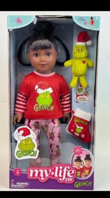 My Life As Poseable Grinch Sleepover 18 Inch Doll Dark Brunette Hair, Brown Eyes