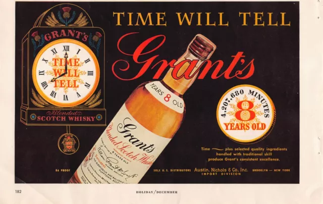 Grants Blended Scotch Whisky Bar Decor Art Deco Retro Pop Art Vtg Print Ad 1955