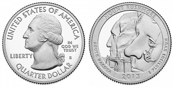 2013 S Proof Mount Rushmore Natl Memorial South Dakota Deep Cameo Clad Quarter