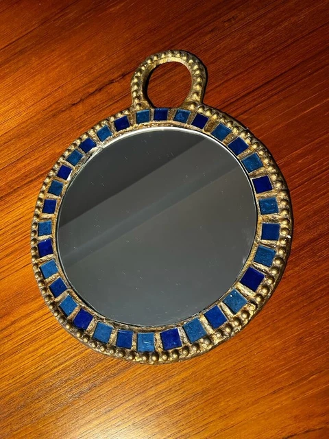 Broche Vintage Résine Miroir Nacre Signée SBV - École Line Vautrin Années 70