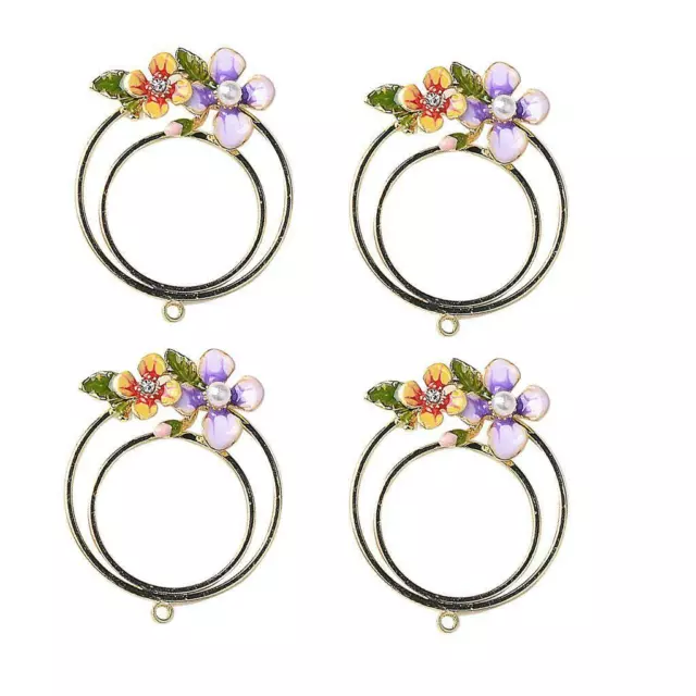 4 Stück Emaille Charms Anhänger Legierung Perle Blume DIY Schmuckzubehör