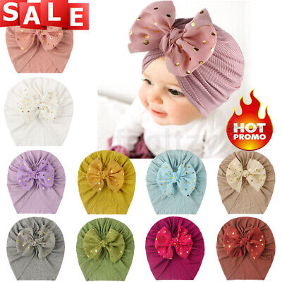 Infant Baby Beanie Turban Hat Girls Bow Knot Cap Newborn Head Wrap Kids Headband