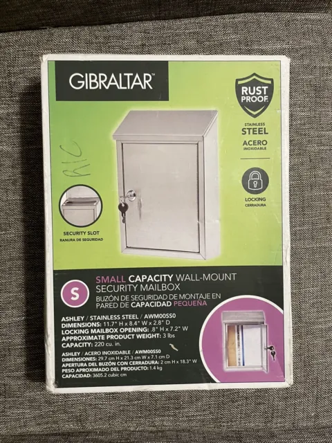 Gibraltar Mailboxes Stainless Steel Security Wall Mount Mailbox Ashley AWM00SS0