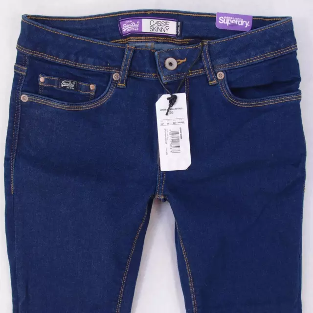 NEW Womens SuperDry CASSIE Stretch Skinny Blue Jeans W26 L30 Size 6 BNWT