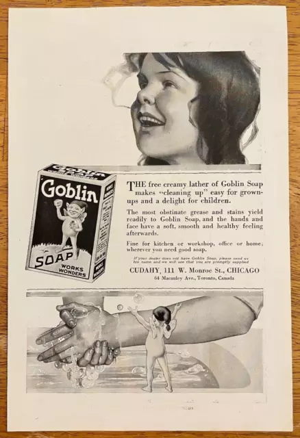1918 Goblin Soap Delight For Children Vintage Print Ad - Ephemera Full Page B&W