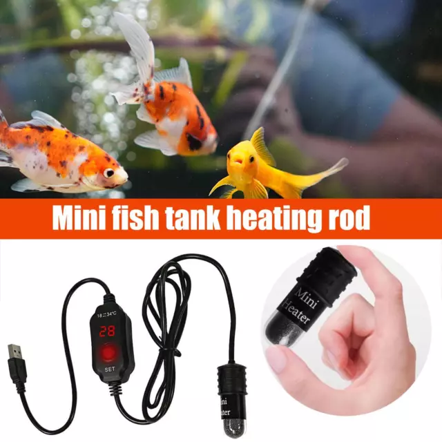 Mini Aquarium Fish Tank Heater USB Heating Rod Thermostat Heater Submersible G5-