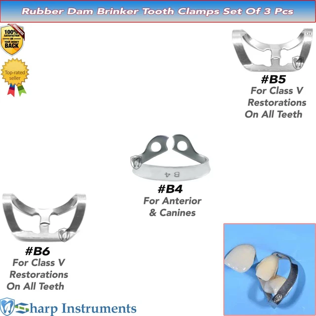 RUBBER DAM CLAMPS Teeth Latex Anterior & Canines Bicuspid Premolar