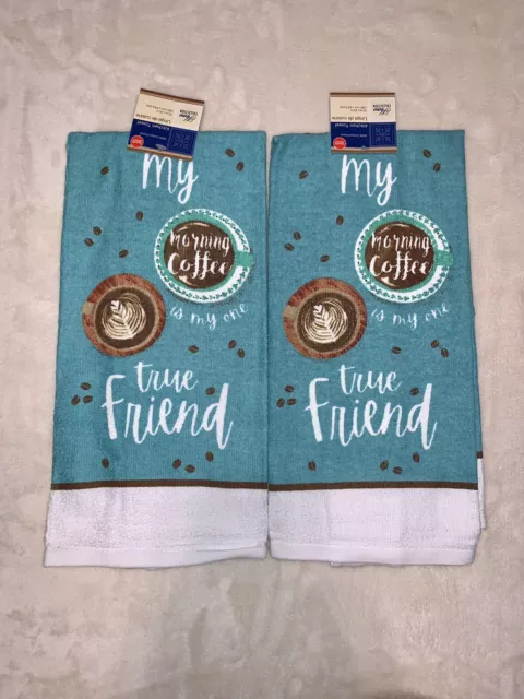 Juego de 2 toallas de cocina Home Collection café de la mañana amigo 15""x25"" nuevas