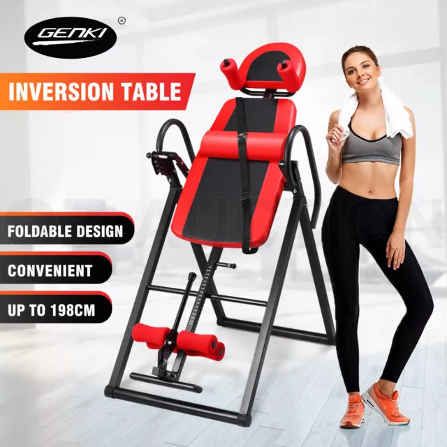 Genki Gravity Inversion Table Heavy Duty Foldable Back Stretcher Inverter Home