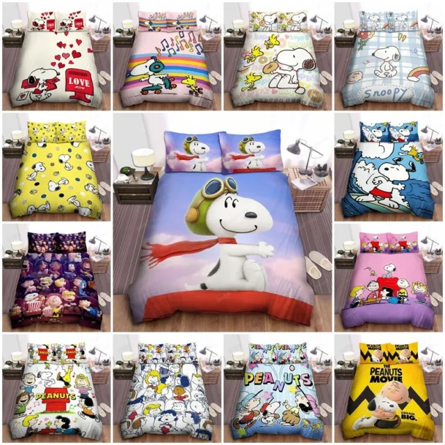 Snoopy Peanuts 3D Bedding Set Doona Duvet Cover Pillowcase Single Double Queen
