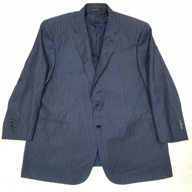 Brioni Brunico Virgin Wool Silk Blazer Sport Coat Navy Striped Made in Italy 48R