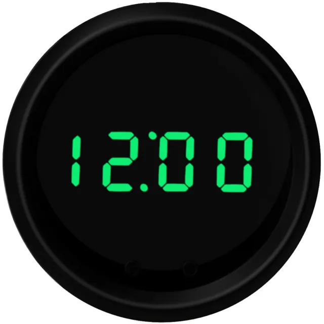 2 1/16" Universal Automotive Digital Clock Green LED Gauge With Black Bezel
