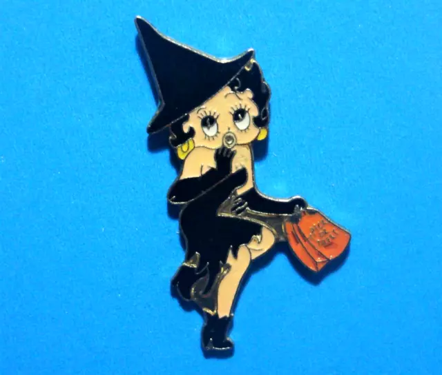Betty Boop - Halloween Black Witch - Vintage Lapel Pin - Hat Pin - Pinback