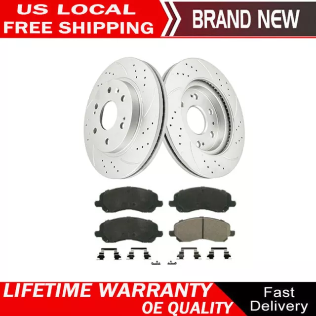 Front DRILLED Rotors Ceramic Brake Pads for Jeep Patriot Compass Caliber Avenger