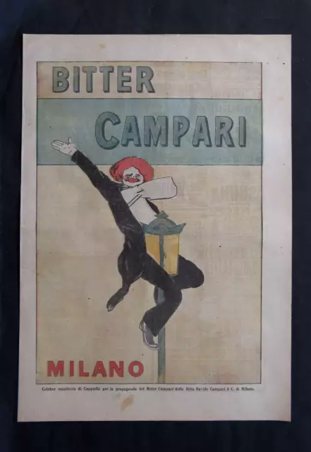 Pubblicita Originale Campari Bitter Milano Illustratore Cappiello Aperitivi 1921