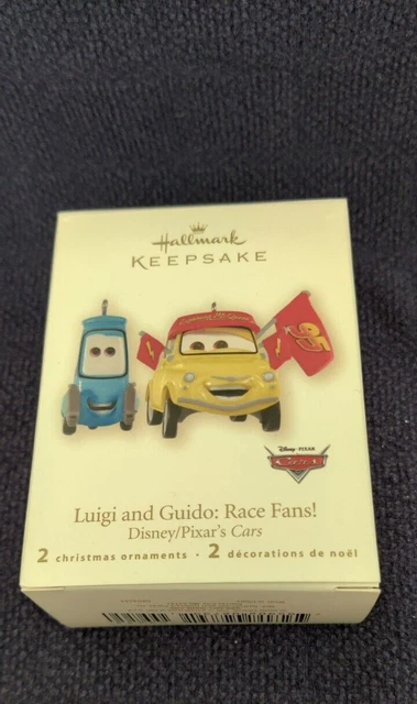 2008 Hallmark 2 Tree Ornaments Disney/Pixar Cars Luigi And Guido Race Fans!