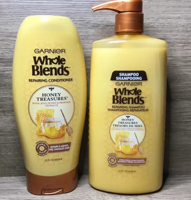 Garnier Whole Blends Honey Treasures Repairing Shampoo 28 oz & Conditioner 22 oz