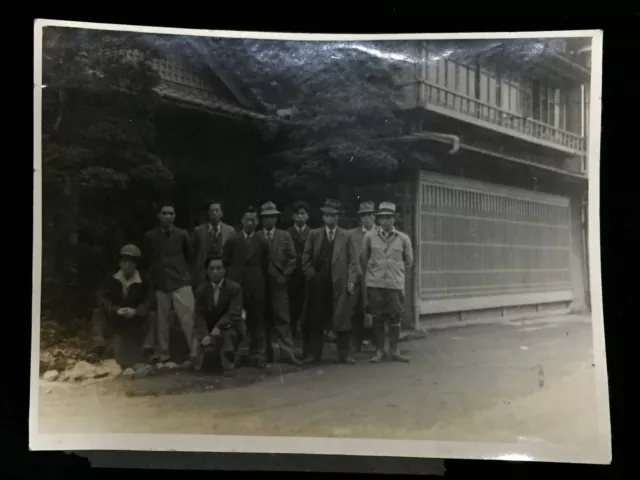 #535 Giapponese Vintage Foto 1940s / Giovane Man Gruppo People Cappotto Cappello
