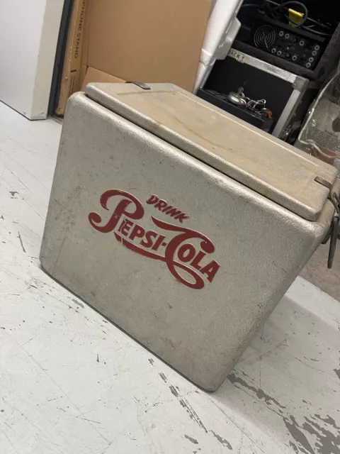 Vintage Pepsi Cooler 1950’s Aluminum Pepsi Cola Cooler With Tray & Bottle Opener