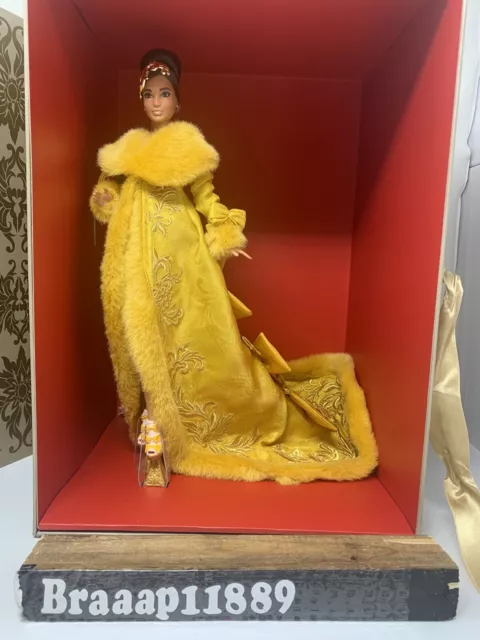 2022 PLATINUM LABEL Guo Pei Barbie Doll Wearing Golden Yellow Gown