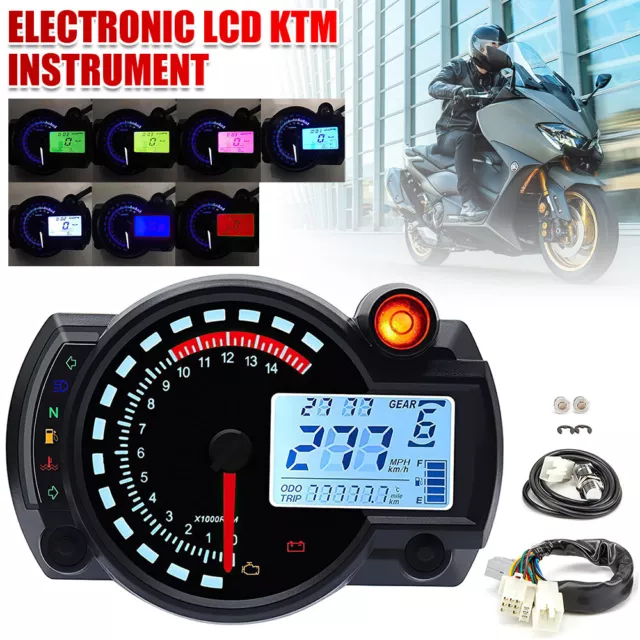 LCD Digital Speedometer Motorbike Odometer Universal Motorcycle Tachometer Gauge