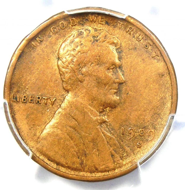 1909-S VDB Lincoln Wheat Cent 1C Penny - PCGS XF Detail EF - Rare Key Date Coin