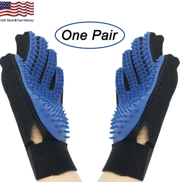 Upgraded Pair Pet Grooming Gloves Brush Dog Cat Fur Hair Removal Mitt Massage.