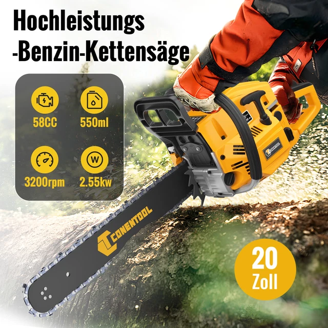 Benzin Kettensäge 58cc Kettensägen Motorkettensäge Motorsäge 20zoll