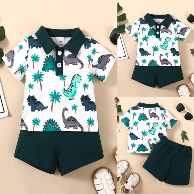 Infant Baby Boys Dinosaur Shirt Tops + Shorts Set Toddler Summer Outfits Clothes